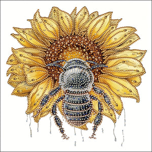 Spécial tournesol abeille-partiel Diamond Painting-30x30cm