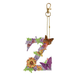 Porte-clés double face 26 fleurs de l'alphabet