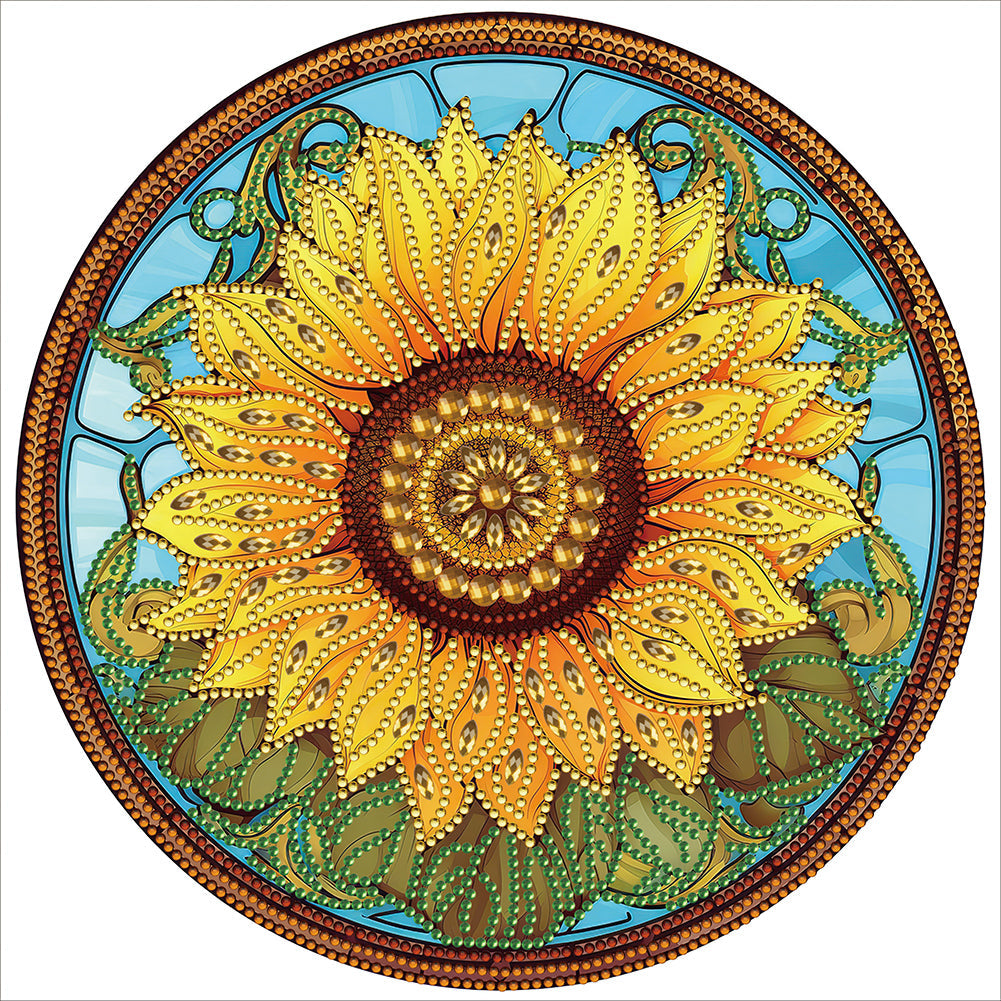 Vitrail Tournesol-Partiel Spécial Diamond Painting-30x30cm