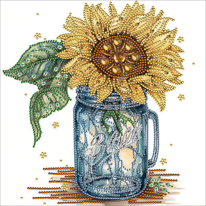 Bouteille en verre de tournesol - Spécial partiel Diamond Painting-30x30cm