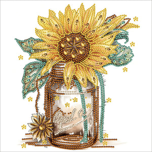 Bouteille en verre de tournesol - Spécial partiel Diamond Painting-30x30cm