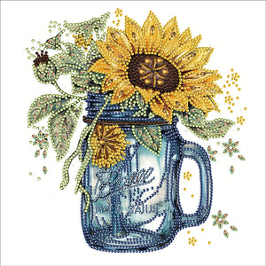 Bouteille en verre de tournesol - Spécial partiel Diamond Painting-30x30cm