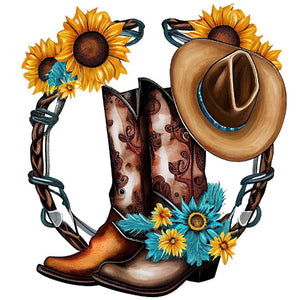 Western Cowboy Boot-FULL Round Diamond Painting-30x30cm