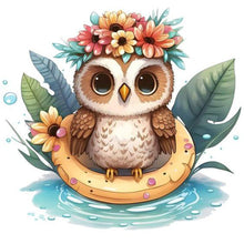 Charger l&#39;image dans la galerie, Summer Swimming Owl-FULL Round Diamond Painting-30x30cm
