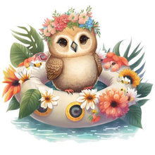 Charger l&#39;image dans la galerie, Summer Swimming Owl-FULL Round Diamond Painting-30x30cm
