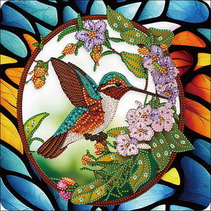 Vitrail Colibri-Spécial Partiel Diamond Painting-30x30cm