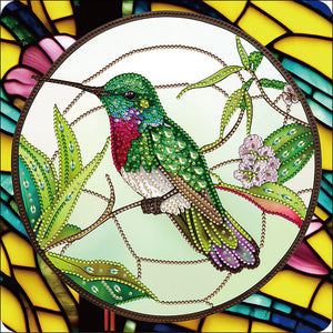 Vitrail Colibri-Spécial Partiel Diamond Painting-30x30cm