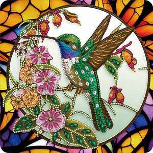 Vitrail Colibri-Spécial Partiel Diamond Painting-30x30cm