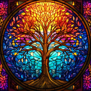 Sirène en Vitrail Tree-FULL Round Diamond Painting-30x30cm