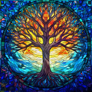 Sirène en Vitrail Tree-FULL Round Diamond Painting-30x30cm