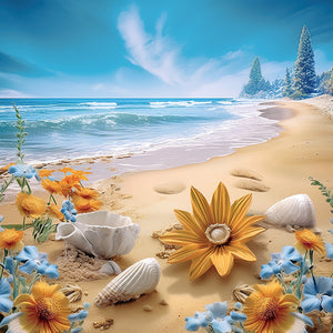 Sunflower Beach-FULL Round Diamond Painting-30x30cm