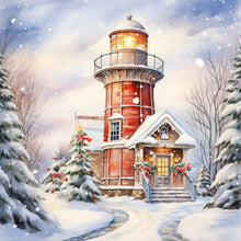 Charger l&#39;image dans la galerie, Christmas Lighthouse-FULL Round Diamond Painting-30x30cm
