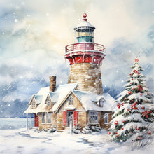 Charger l&#39;image dans la galerie, Christmas Lighthouse-FULL Round Diamond Painting-30x30cm
