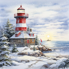 Charger l&#39;image dans la galerie, Christmas Lighthouse-FULL Round Diamond Painting-30x30cm
