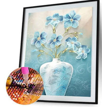 Charger l&#39;image dans la galerie, Vase bleu 5d diamant rond complet - 92x45cm
