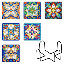 Charger l&#39;image dans la galerie, Caboteur en bois carré de peinture de Diamant de 6pcs Avec 1 support de stockage
