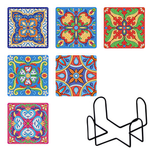 Caboteur en bois carré de peinture de Diamant de 6pcs Avec 1 support de stockage