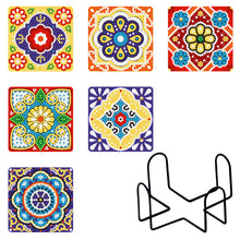 Charger l&#39;image dans la galerie, Caboteur en bois carré de peinture de Diamant de 6pcs Avec 1 support de stockage
