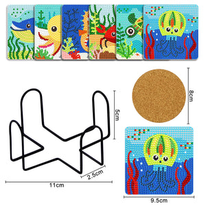 Caboteur en bois carré de peinture de Diamant de 6pcs Avec 1 support de stockage