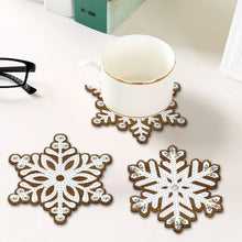 Charger l&#39;image dans la galerie, 8 pièces/ensemble + 1 support de rangement-flocon de neige-dessous de verre diamant en bois

