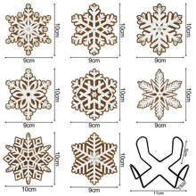 Charger l&#39;image dans la galerie, 8 pièces/ensemble + 1 support de rangement-flocon de neige-dessous de verre diamant en bois
