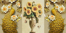 Charger l&#39;image dans la galerie, Tournesol de paon - diamant rond complet - 92x45cm
