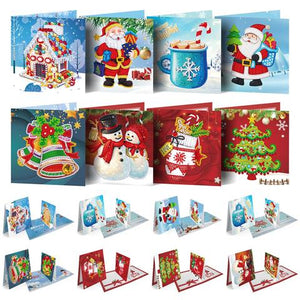 8 PIÈCES/ENSEMBLE 3D CARTES DE VOEUX DE NOËL PEINTURE AU DIAMANT