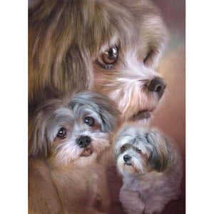 Chien - diamant rond complet - 40x30cm