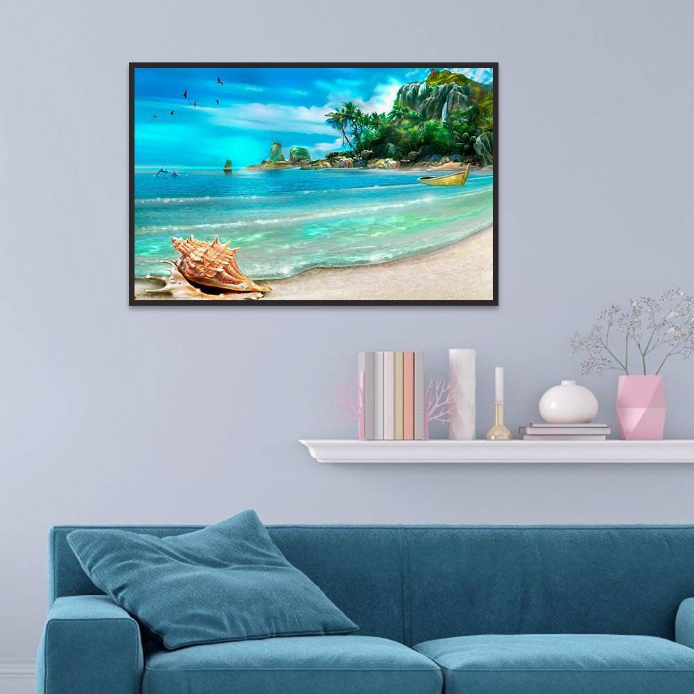 Mer - diamant rond complet - 40x30cm