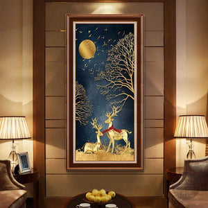 Cerf d’or - peinture complète de diamant - 85x45cm