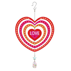 Carillon à vent en diamant suspendu pour fenêtre de Noël/coeur