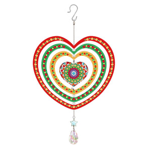 Carillon à vent en diamant suspendu pour fenêtre de Noël/coeur
