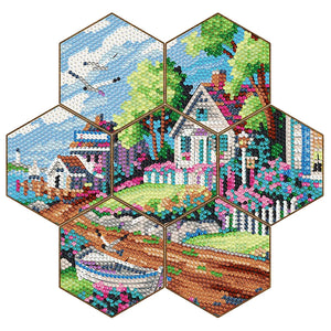 7 pièces/ensemble-ciel de nuit-en bois Diamond Coaster