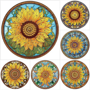 Vitrail Tournesol-Partiel Spécial Diamond Painting-30x30cm