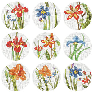 9pcs/set +1 rack de stockage-Noël-En Bois Diamond Coaster
