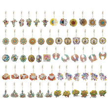 Charger l&#39;image dans la galerie, Porte-clés fleur/animal, perceuse Double face, diamant, 6 pièces/ensemble
