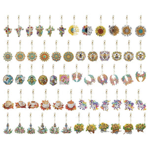 Porte-clés fleur/animal, perceuse Double face, diamant, 6 pièces/ensemble
