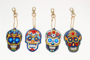 4PCS / SET SKULL PORTE-CLÉS PEINTURE DIAMANT